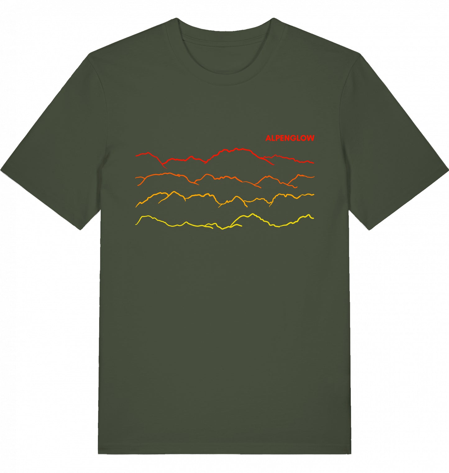 "Berglinien" - Alpenglow T-Shirt mit Visual Print