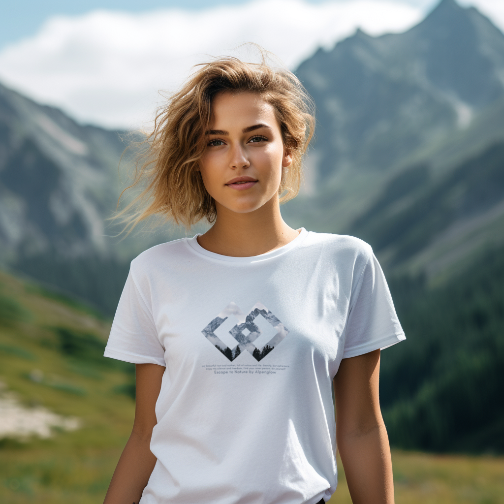 "Karwendel-Rauten" - Alpenglow T-Shirt mit Visual Print