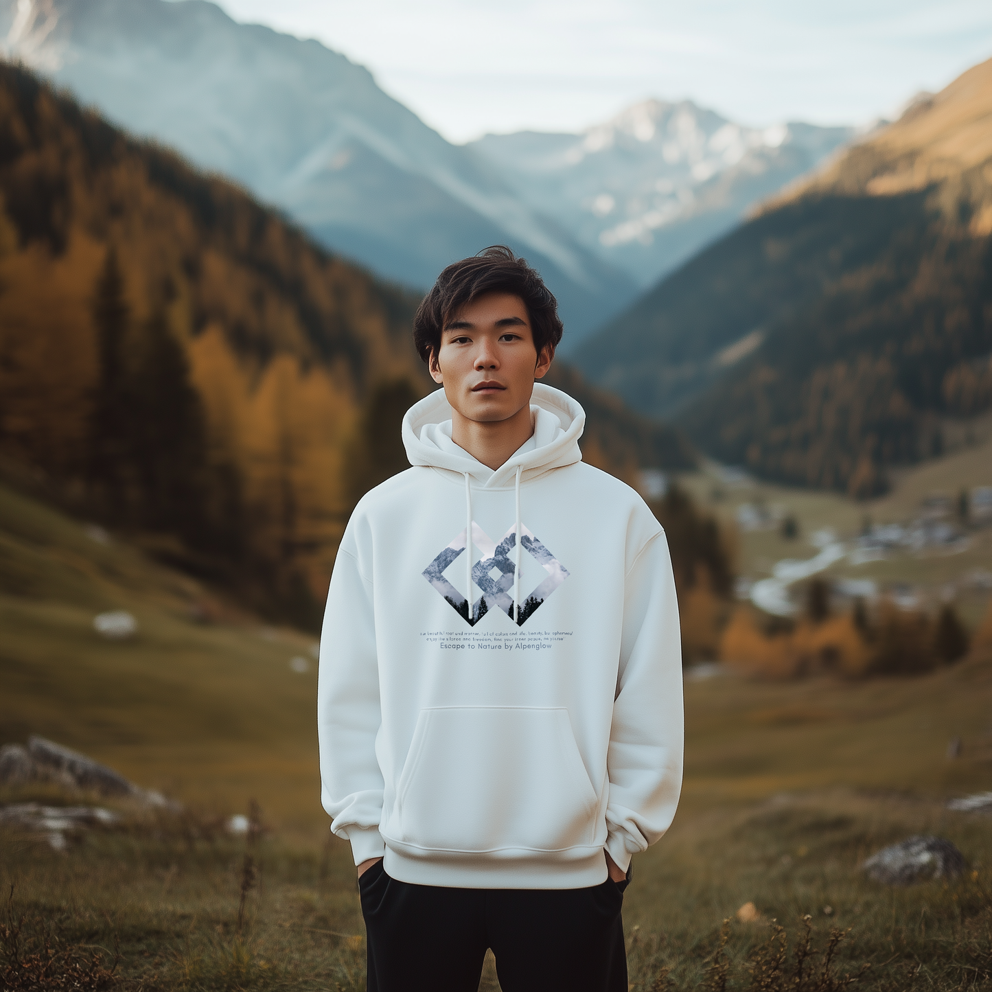 "Karwendel-Rauten" - Alpenglow Hoodie mit Visual Print